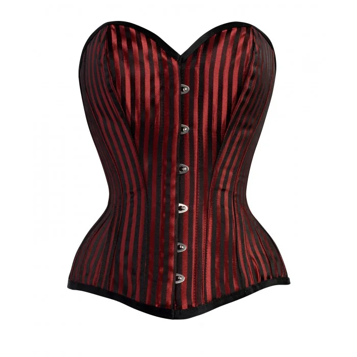 corset with plunging strands-Salma Steel Boned Waist Taiming Corset With Hip Gores