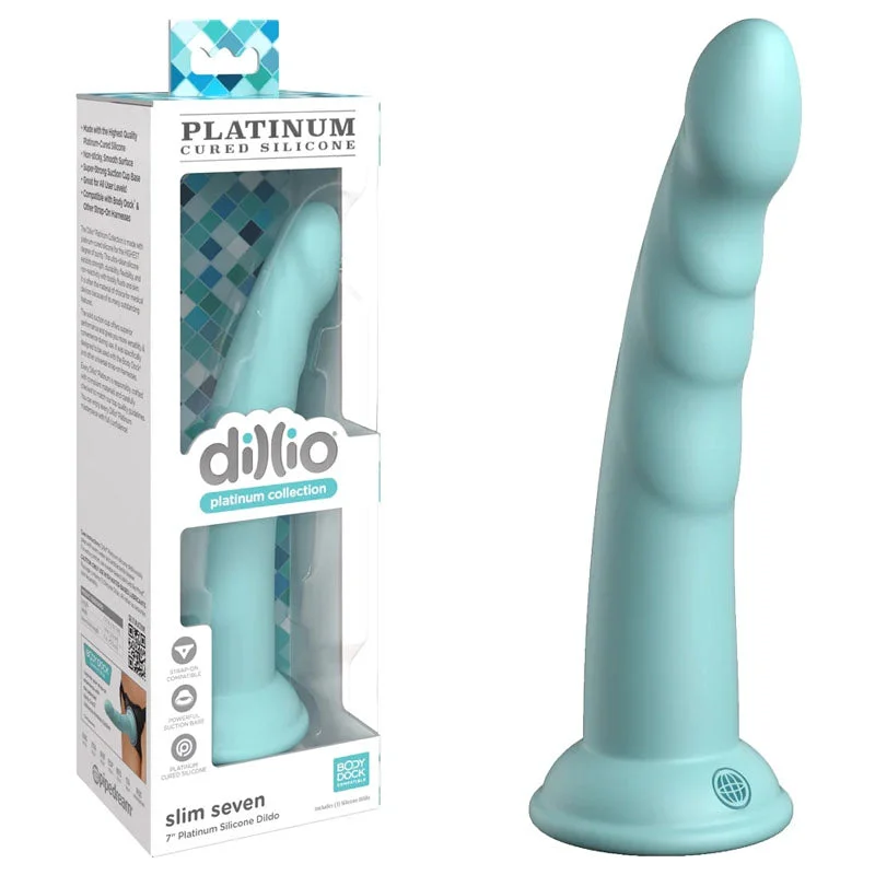 Factory-sealed dildo-Dillio Platinum Slim Seven - Teal