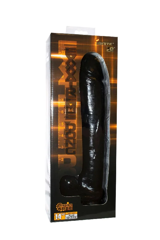 Mass-market dildo-Si-50461 14in EXXTREME DONG W/SUCTION-BLACK