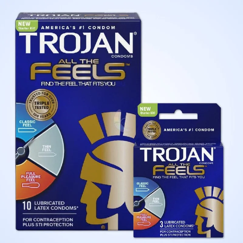 vibrating anal toy for advanced users with strong vibrations-Trojan 'All The Feels' Condom Sampler (3 Types of Condoms)