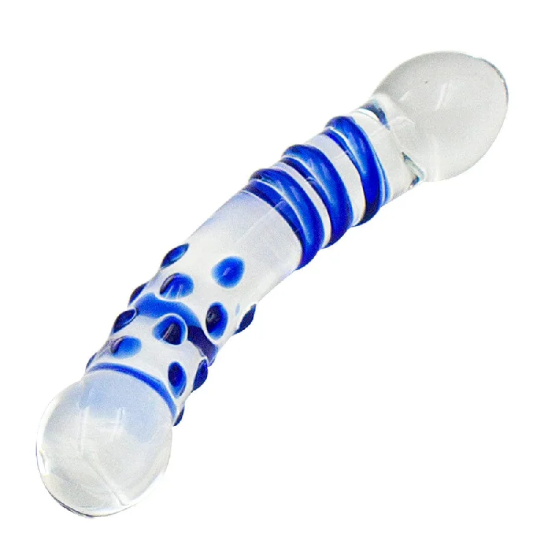 Beatbox-rhythm dildo-Curved Crystal 7" Blue Dildo |/| Training