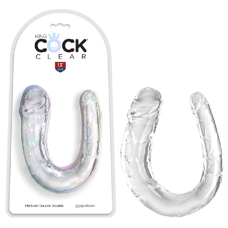 Perseus-hero dildo-King Cock Clear Medium Double Trouble - Clear Medium Double Penetration Dong