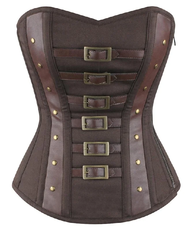 corset with lace lattices-Zion Overbust Steampunk Cotton Corset