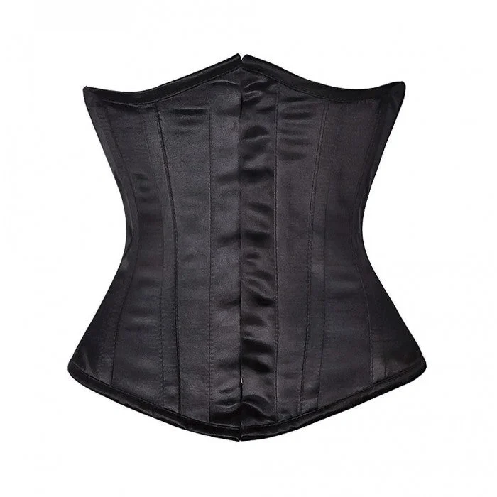 corset with satin fibers-Wanda Black Underbust Corset