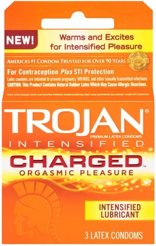 vibrating anal toy with multiple speed options for varied play-Trojan Intensified Charged Orgasmic Pleasure Condoms - 3 Pack