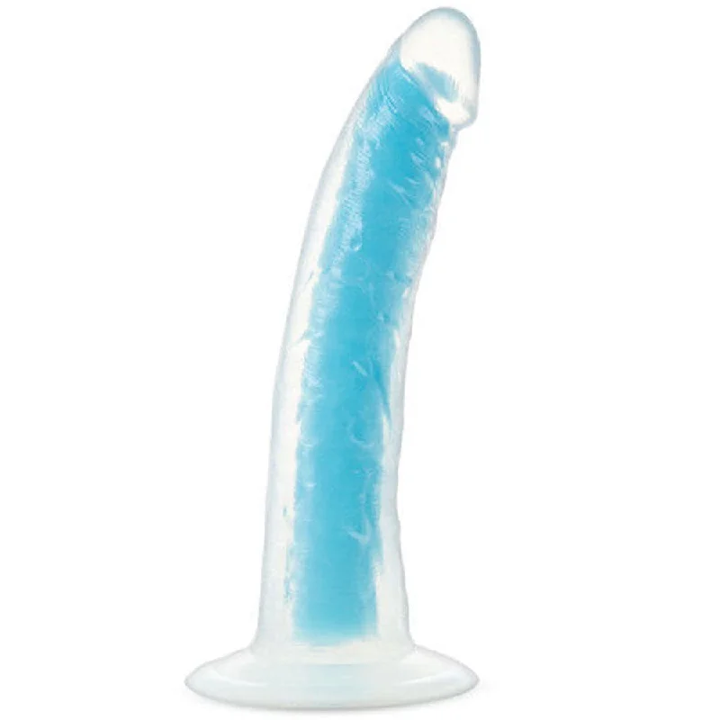 Impressionist-haze dildo-7" Neo Elite Glow in the Dark Silicone Dual Density Dildo - Blue