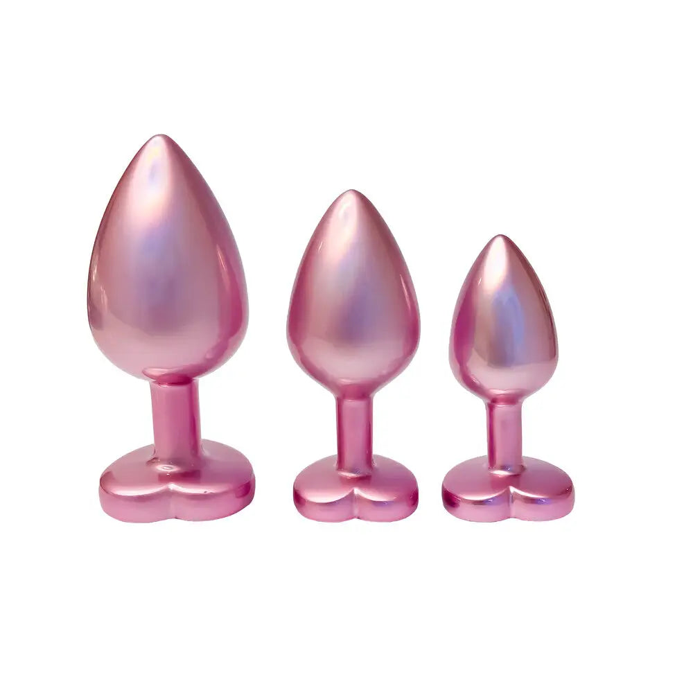 Waterproof Touch Masturbator-Gleaming Love Pearl Pink Butt Plug Set