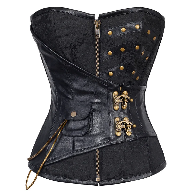 corset with floral patterns-Joane Brocade Steampunk Corset