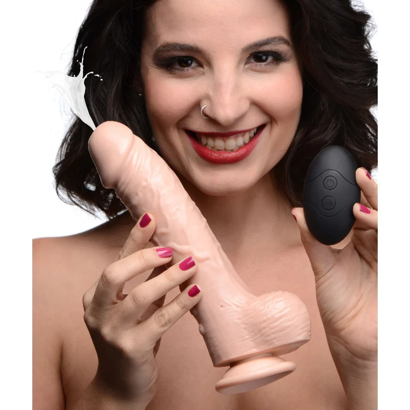 Pressed-metal dildo-Loadz 8.5 Inch Vibrating Squirting Dildo with Wireless Remote Control - Vanilla