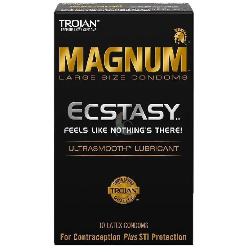 vibrating cock ring with remote control for couples-Trojan Magnum Ecstasy Large Size Condoms