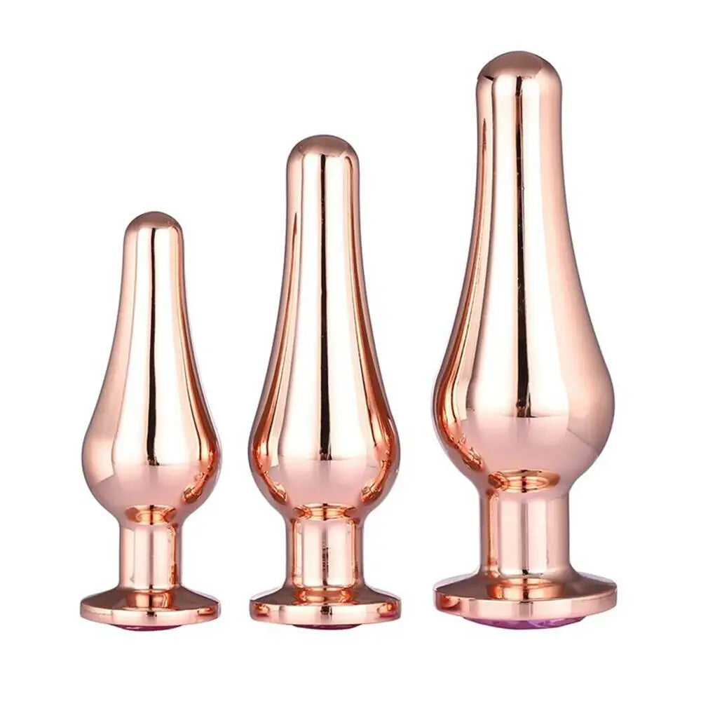 Non-Slip Touch Masturbator-Dream Toys Stainless Steel Gold Butt Plug Set for Beginners