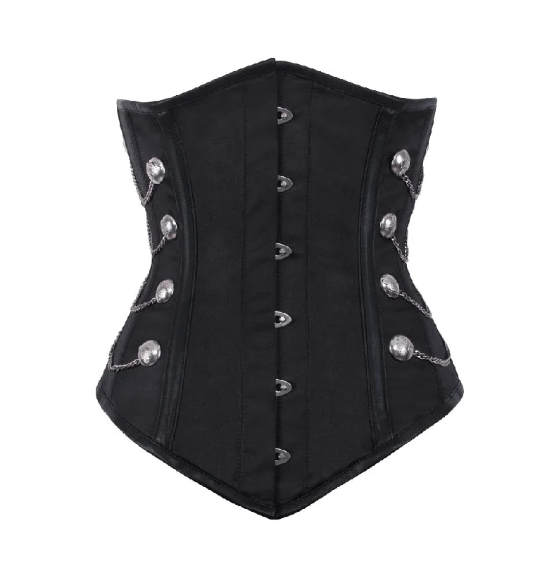 corset with side fibers-Adena Gothic Black Underbust Corset