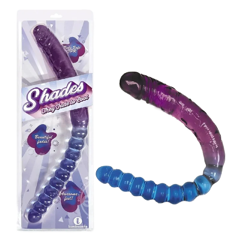 Closet-hidden dildo-Shades Gradient Jelly Double Dong - Blue/Violet