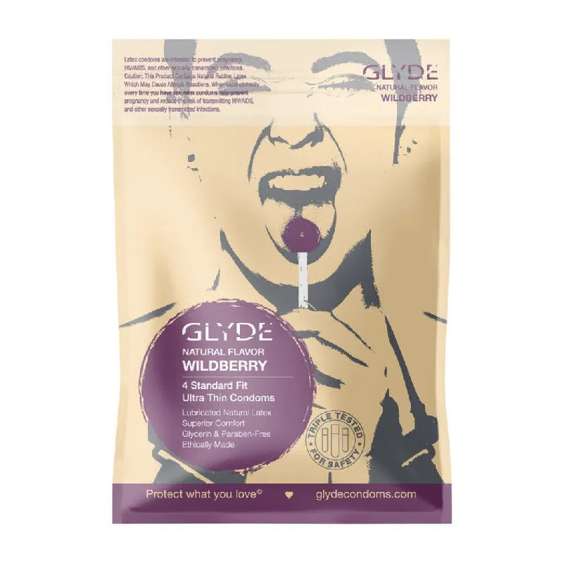 vibrating sex toy for solo use with adjustable settings-Glyde Ultra Organic Wildberry Flavored Vegan Condoms