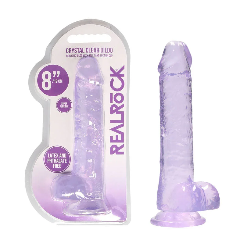 Chair-seated dildo-REALROCK 8'' Realistic Dildo With Balls - Purple 20.3 cm Dong