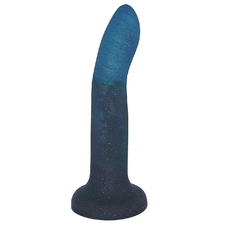 Cosmic dildo-7" Rory Smoke Show Swirl Silicone Dildo -  Teal Blue and Smoke Black