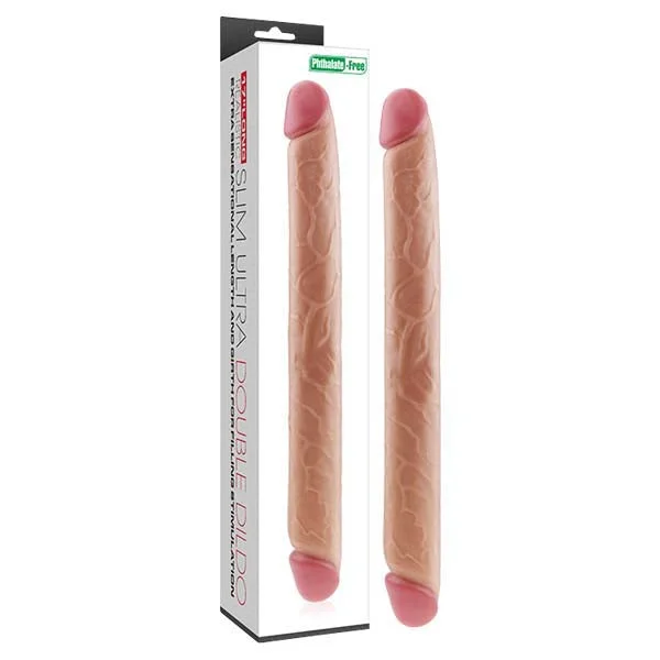 Oversized-fit dildo-Slim Ultra Double Dildo - Flesh (17'') Double Dong