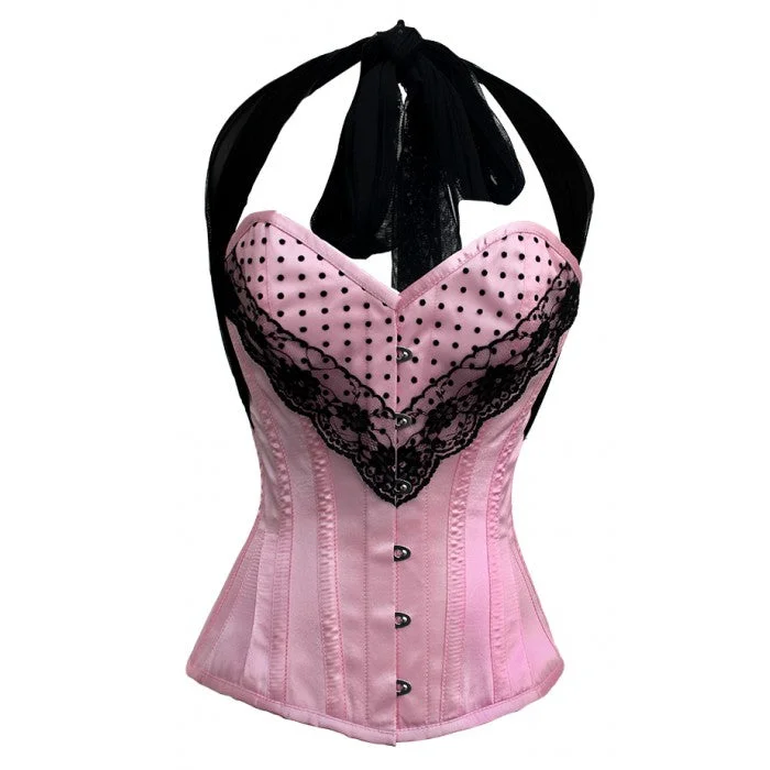 corset for vintage webs-Nimrat Satin Halter Neck Overbust Steel Boned Corset