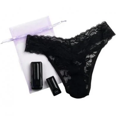 sensual lace lingerie for wedding nights-Dr. Laura Berman Astrea II Remote Vibrating Thong - Black