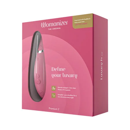 Womanizer Premium 2 Rechargeable Silicone Luxurious Pleasure Air Clitoral Stimulator Raspberry