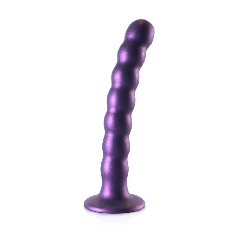 Cygnus-swan dildo-6.5" Ouch! Beaded Silicone G-Spot Dildo - Metallic Purple