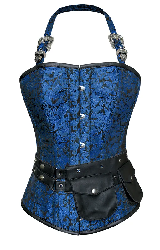 corset for retro meshes-Walters Turquoise Corset with Strap and Faux Leather Pouch