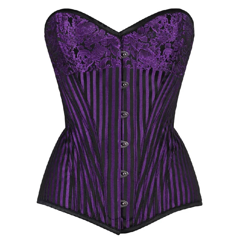 corset for evening patterns-Nayomi Brocade Overbust Purple Corset