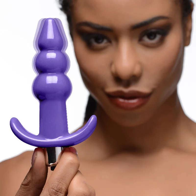 High-Feel Masturbator-Ribbed Vibrating Butt Plug - Purple