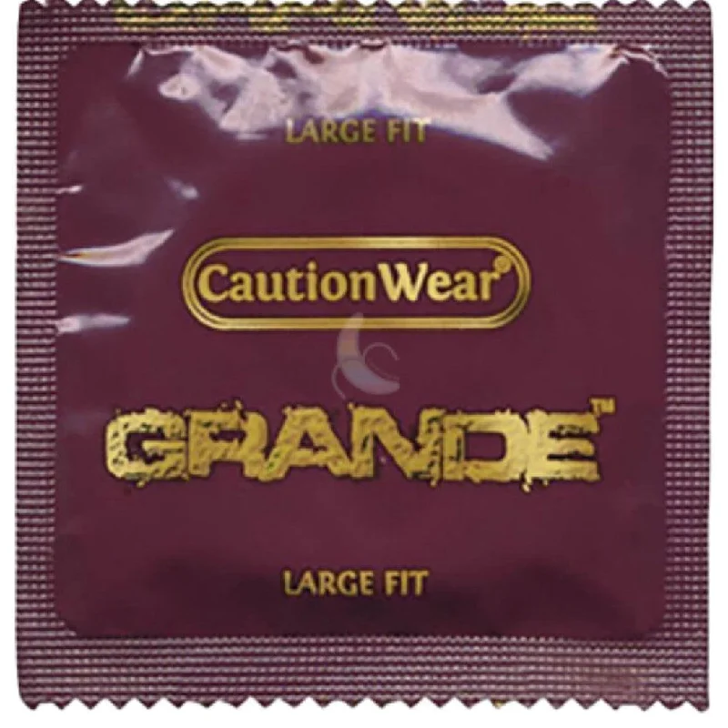 vibrating anal beads with comfortable texture for deep pleasure-Caution Wear "Grande" LARGE Fit Condoms