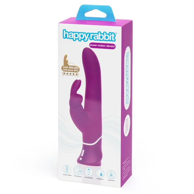 Happy Rabbit Power Motion Rechargeable Silicone Rabbit Vibrator Purple