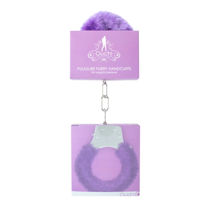 Ouch! Pleasure Furry Handcuffs With Quick-Release Purple