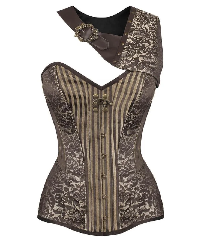 corset with halter threads-Kirilenko Gold Brocade Steampunk Corset with Bolero