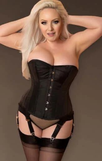 sensual lace teddy with satin details-Playgirl Layla Lush Black Tafetta Steel Boned Overbust Corset