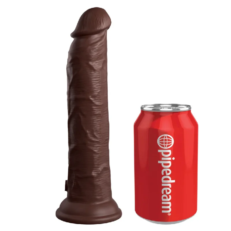 Welded-joint dildo-King Cock Elite 9" Vibrating Silicone Dual Density Dildo with Remote  - Chocolate