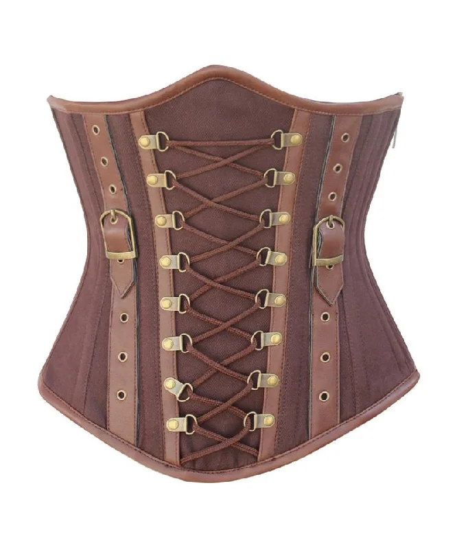 corset with leather nets-Lange Instant Shape Criss Cross Cotton Steampunk Underbust Corset