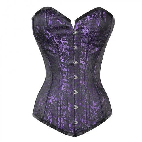 corset with sheer lattices-Yana Longline Overbust Corset