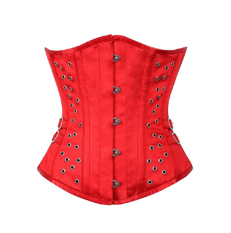 corset for vintage strands-Britteny Red Satin Underbust Corset