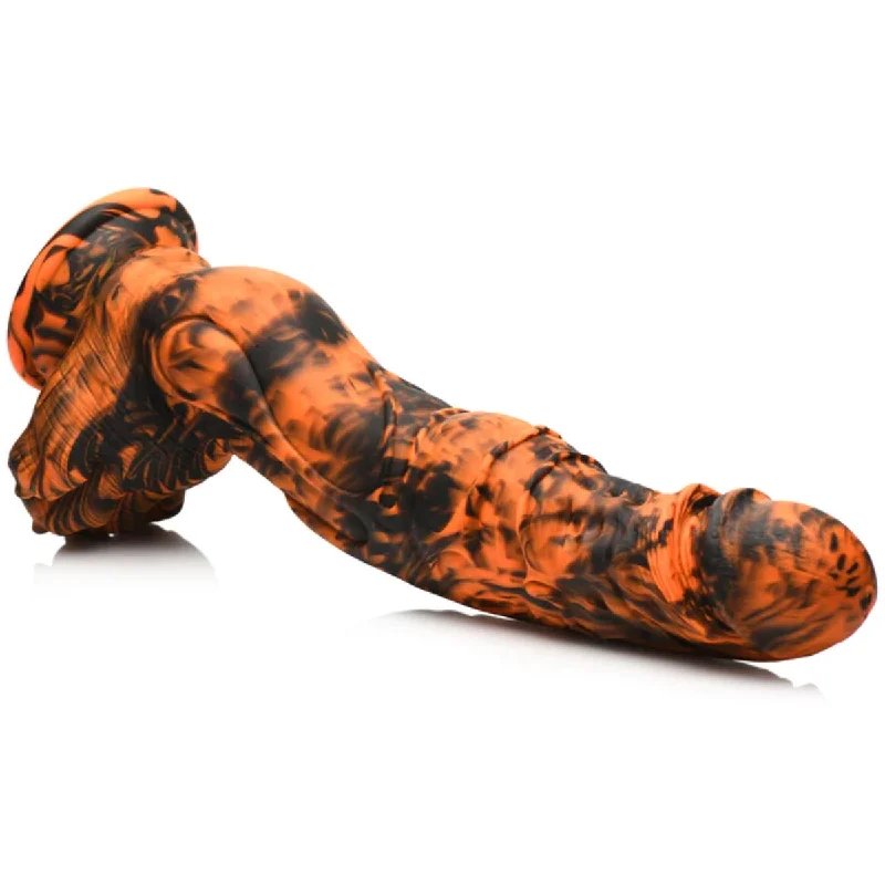 Packaged-deal dildo-Creature Cocks Sabertooth Silicone Dildo Orange Black