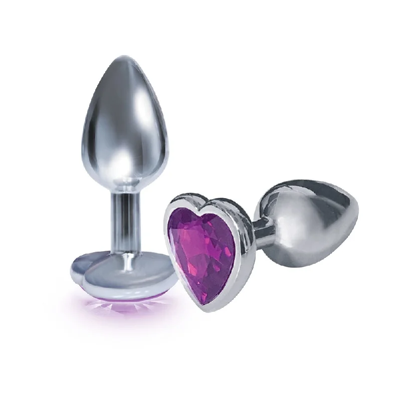 Ultra-Slim Feel Masturbator-The 9's, The Silver Starter, Bejeweled Heart Stainless Steel Plug