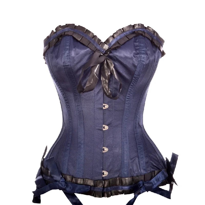 corset for summer threads-Rae Burlesque Blue Overbust Corset