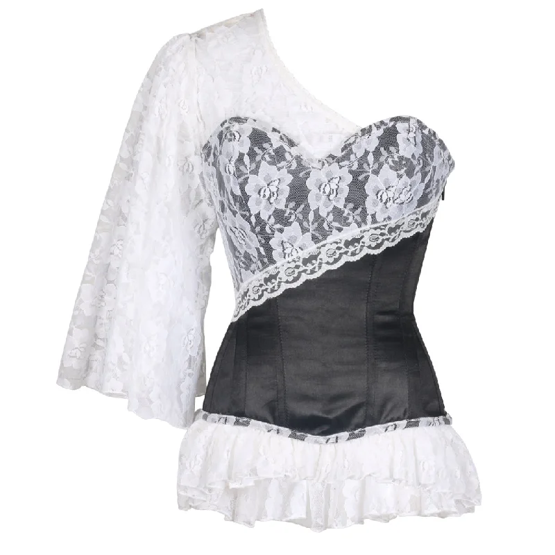 corset for costume nets-Nakima Laced Cloud Black Overbust Corset