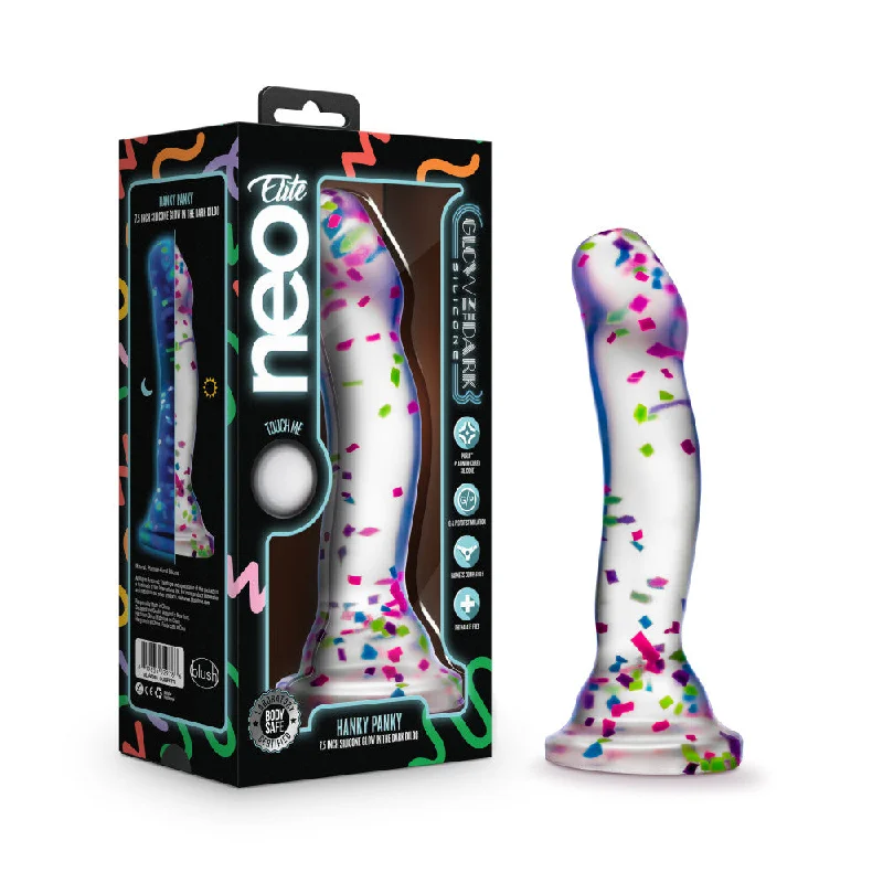 Pencil-sketched dildo-Neo Elite Glow Hanky Panky - Glow In Dark Clear 19 cm Dong