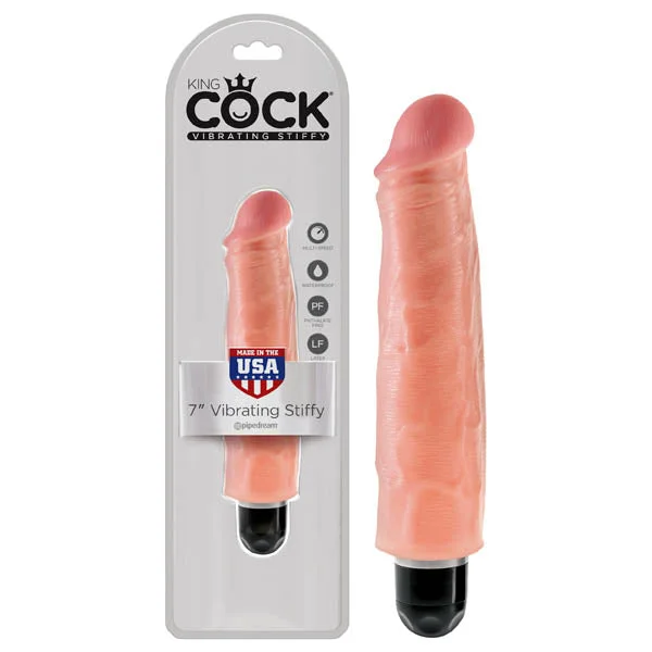 Glitch-effect dildo-King Cock 7'' Vibrating Stiffy - Flesh 17.8 cm Vibrating Dong