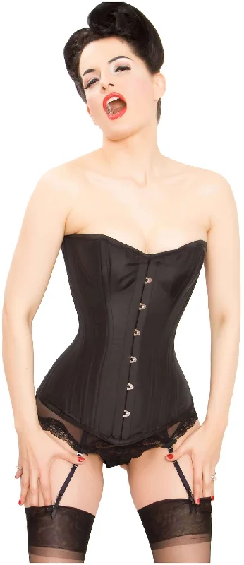 seductive satin lingerie for boudoir shoots-Playgirl Amelia Black 24 Bone Overbust Waist Training Corset