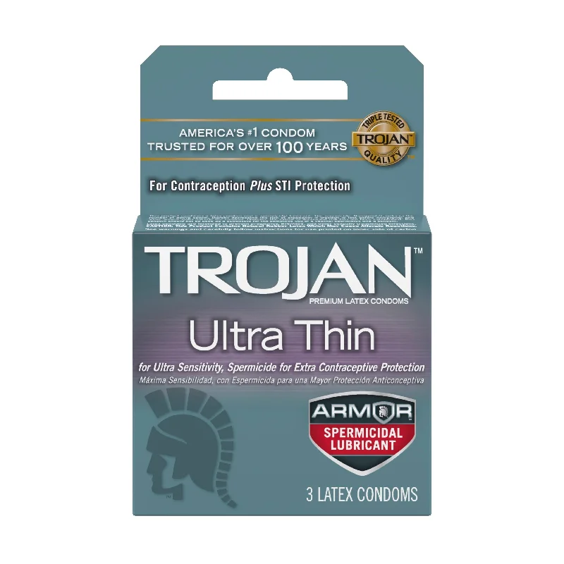 vibrating anal massager for intense and pleasurable sensations-Trojan Ultra Thin Armor Spermicidal Condoms - 3 Pack