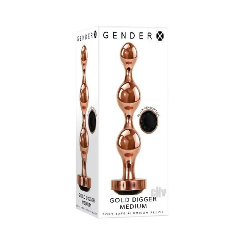 Dual-Touch Masturbator-Gender X Gold Digger Medium Plug Rose Gold/black