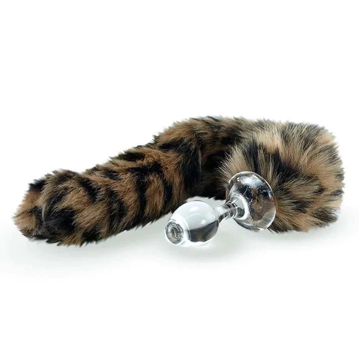 Portable Feel Solo Masturbator-Crystal Delights Minx Tail Plug - Leopard